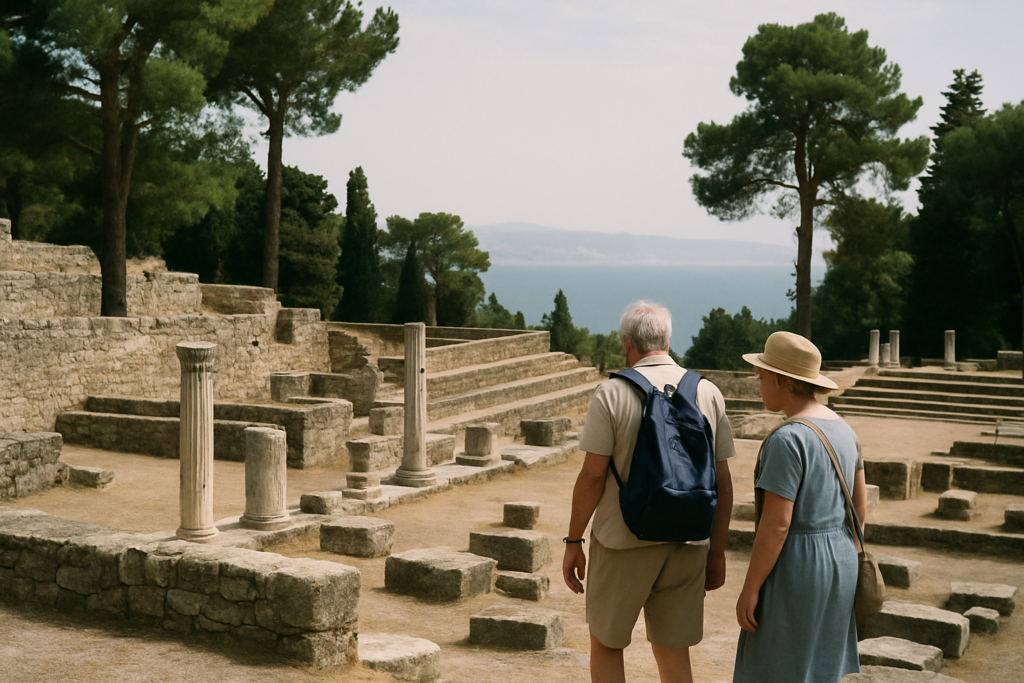 Älteres Paar an der antiken Heilstätte Asklepieion auf Kos